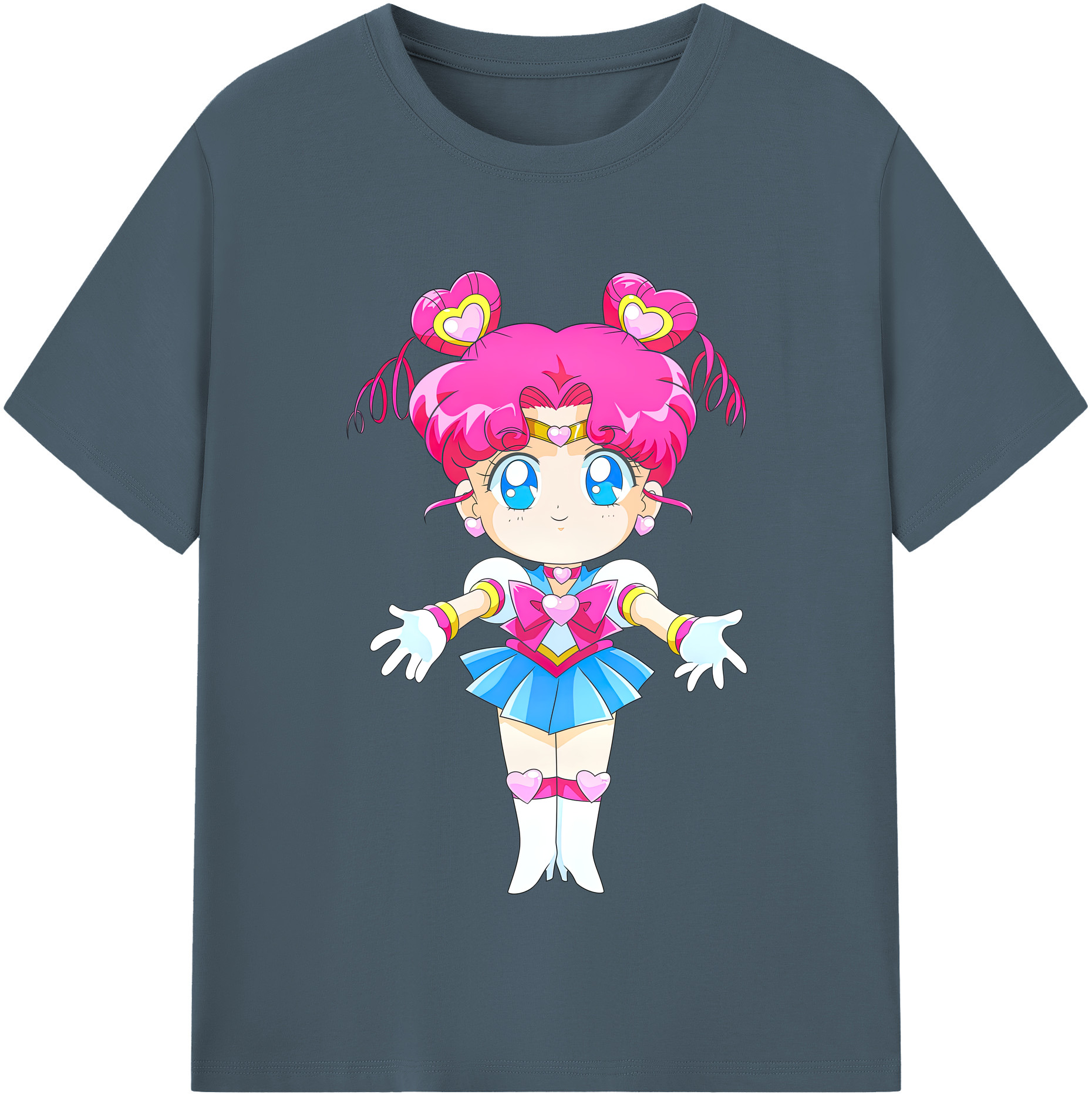 （画像用） 美少女戦士セーラームーン ちびうさ Sailor Moon Chibiusa Tsukino Usagi Small Lady Serenity 綿100％半袖Tシャツ（フロントプリント）